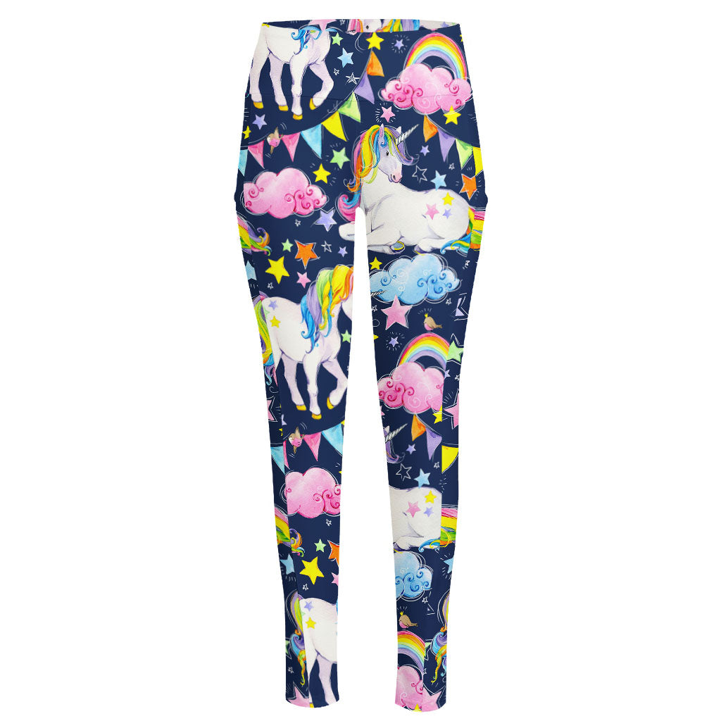 Unicorn Night Festival Pattern Print High-Waisted Pocket Leggings