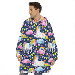 Unicorn Night Festival Pattern Print Hoodie Blanket