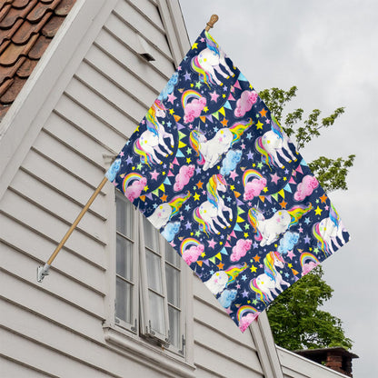 Unicorn Night Festival Pattern Print House Flag