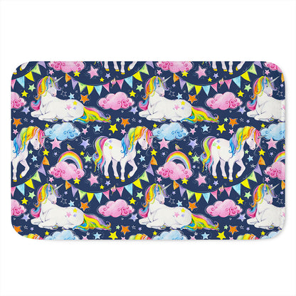 Unicorn Night Festival Pattern Print Indoor Door Mat