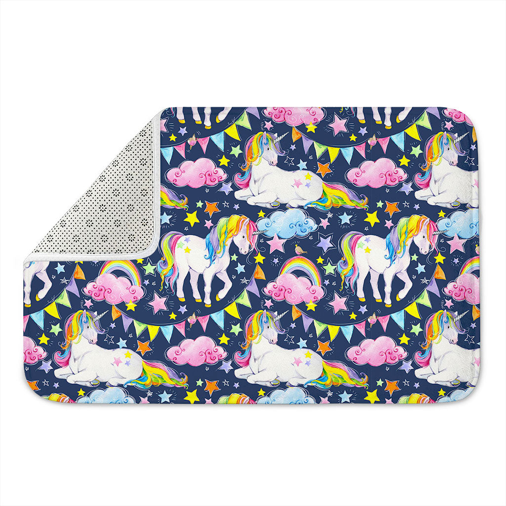 Unicorn Night Festival Pattern Print Indoor Door Mat