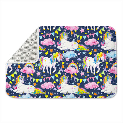 Unicorn Night Festival Pattern Print Indoor Door Mat