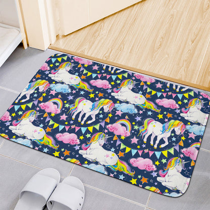 Unicorn Night Festival Pattern Print Indoor Door Mat