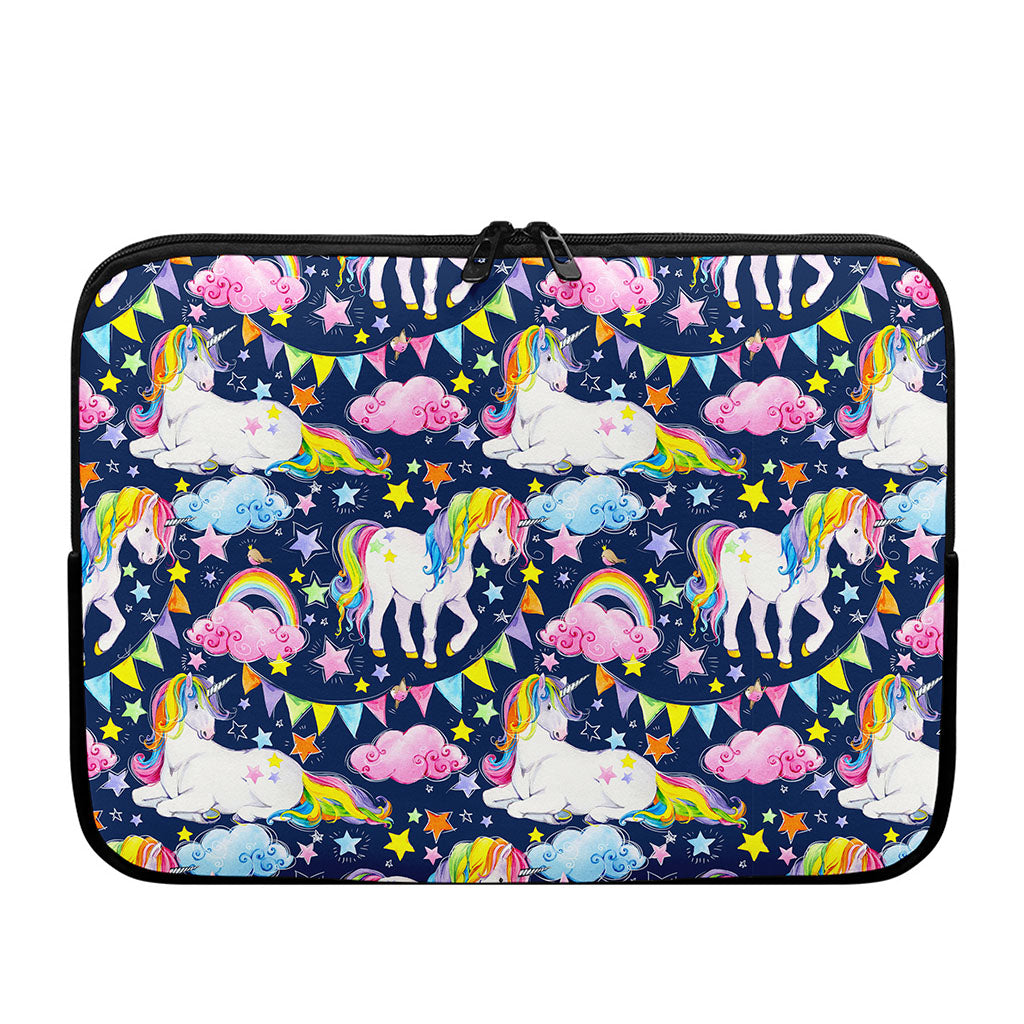 Unicorn Night Festival Pattern Print Laptop Sleeve