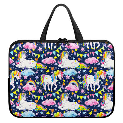 Unicorn Night Festival Pattern Print Laptop Sleeve With Handle