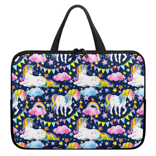 Unicorn Night Festival Pattern Print Laptop Sleeve With Handle