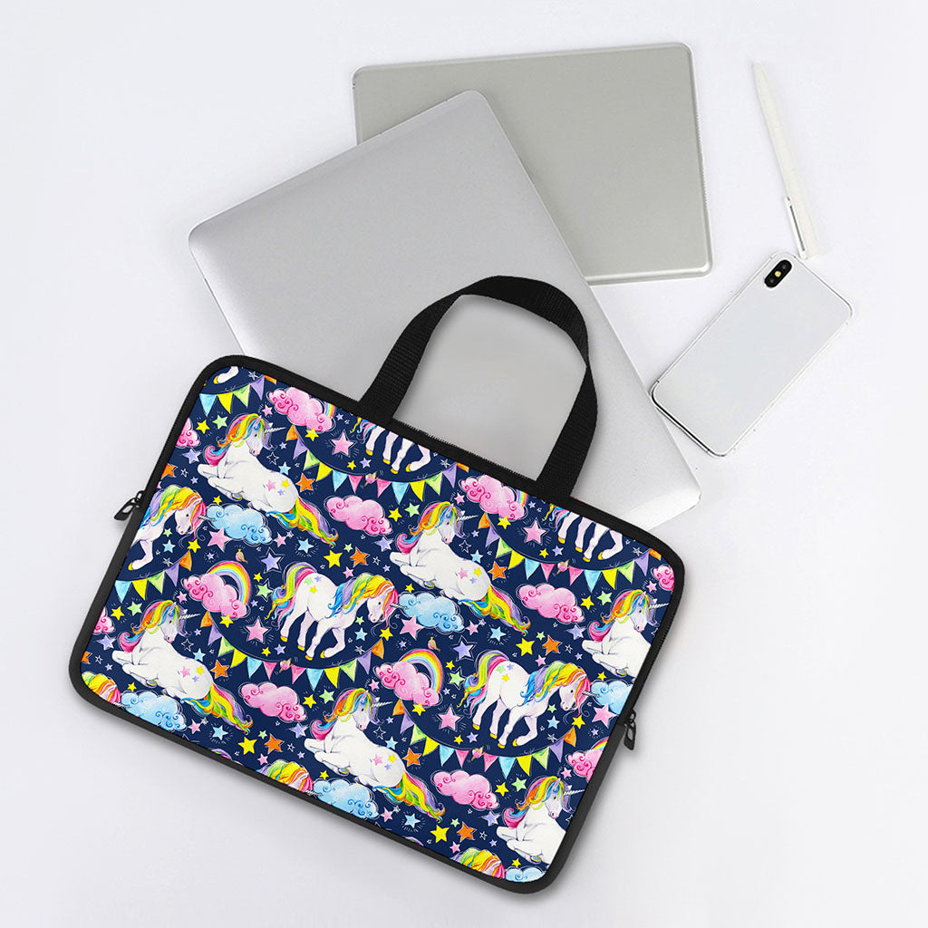 Unicorn Night Festival Pattern Print Laptop Sleeve With Handle