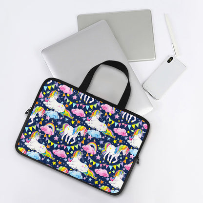 Unicorn Night Festival Pattern Print Laptop Sleeve With Handle
