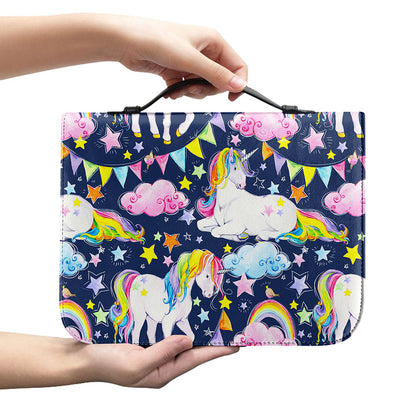 Unicorn Night Festival Pattern Print Leather Bible Cover