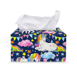 Unicorn Night Festival Pattern Print Leather Tissue Box Cover