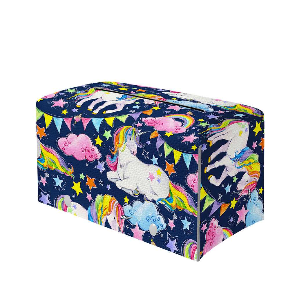 Unicorn Night Festival Pattern Print Leather Tissue Box Cover