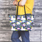 Unicorn Night Festival Pattern Print Leather Tote Bag