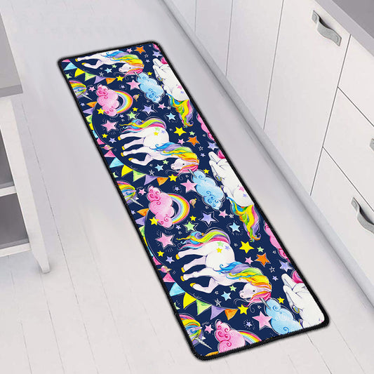 Unicorn Night Festival Pattern Print Long Kitchen Mat