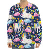 Unicorn Night Festival Pattern Print Long Sleeve Baseball Jersey