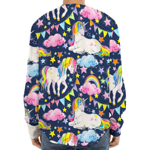 Unicorn Night Festival Pattern Print Long Sleeve Baseball Jersey