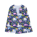 Unicorn Night Festival Pattern Print Long Sleeve Short Coat