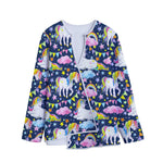 Unicorn Night Festival Pattern Print Long Sleeve Short Coat
