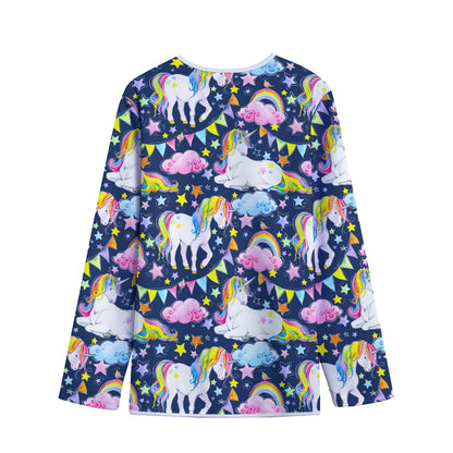 Unicorn Night Festival Pattern Print Long Sleeve Short Coat