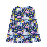 Unicorn Night Festival Pattern Print Long Sleeve Short Coat