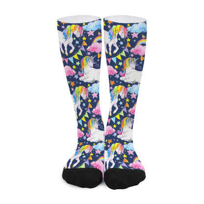 Unicorn Night Festival Pattern Print Long Socks