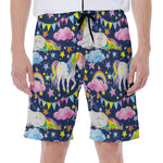 Unicorn Night Festival Pattern Print Men's Beach Shorts