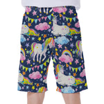 Unicorn Night Festival Pattern Print Men's Beach Shorts