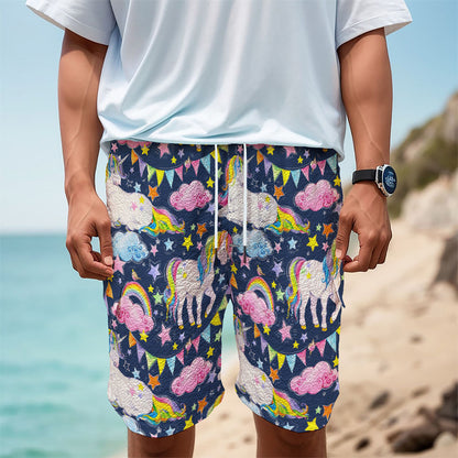 Unicorn Night Festival Pattern Print Men's Cargo Shorts