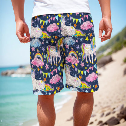 Unicorn Night Festival Pattern Print Men's Cargo Shorts