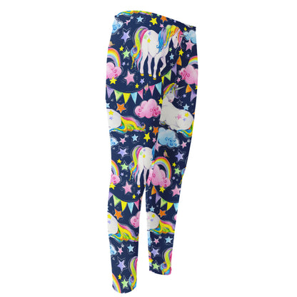 Unicorn Night Festival Pattern Print Men's Compression Pants