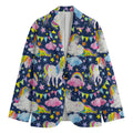 Unicorn Night Festival Pattern Print Men's Cotton Blazer