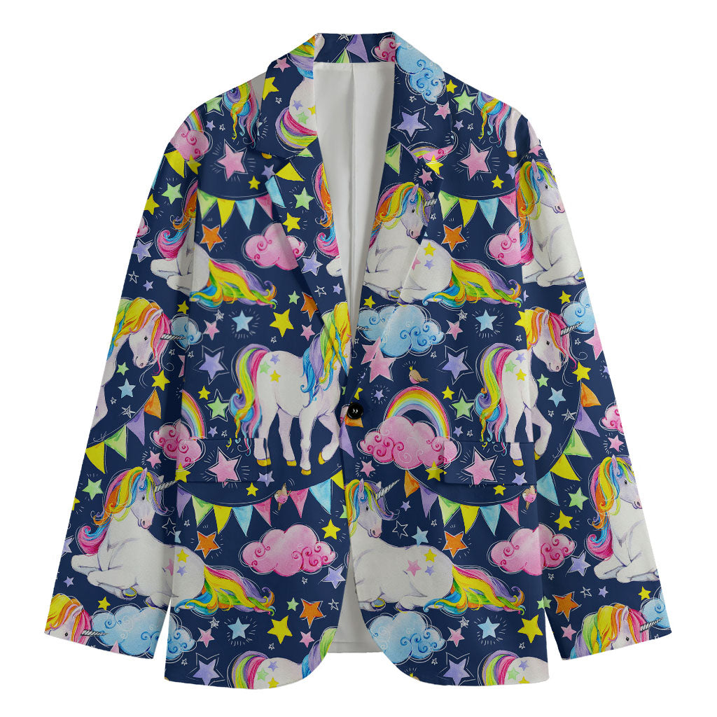 Unicorn Night Festival Pattern Print Men's Cotton Blazer