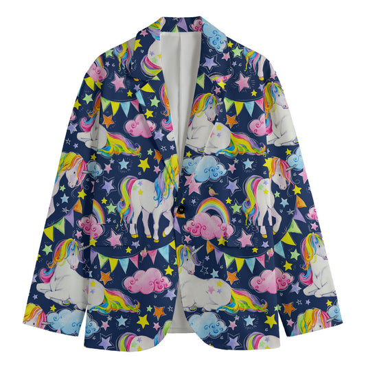 Unicorn Night Festival Pattern Print Men's Cotton Blazer