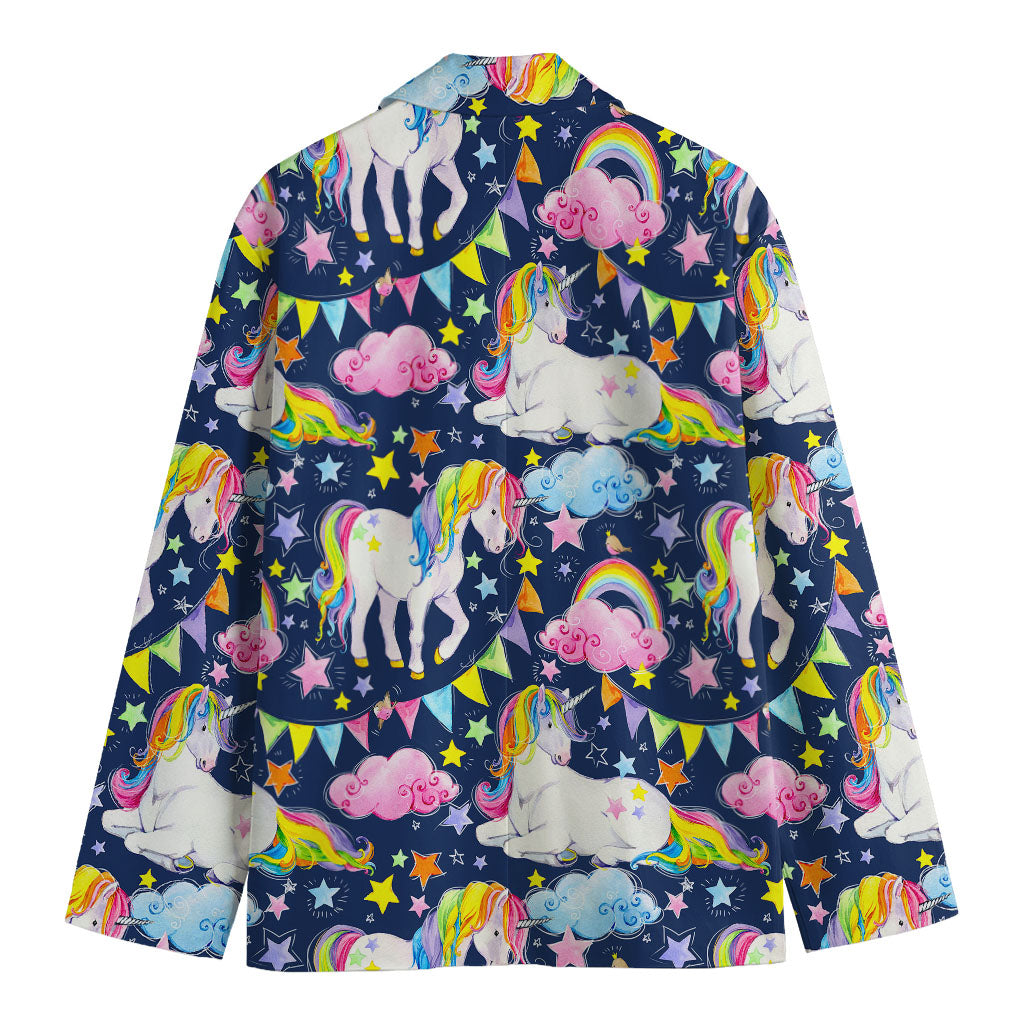 Unicorn Night Festival Pattern Print Men's Cotton Blazer