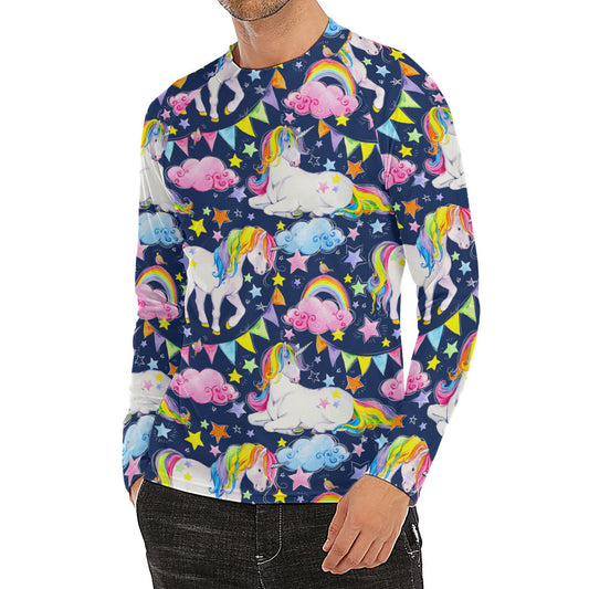 Unicorn Night Festival Pattern Print Men's Long Sleeve Rash Guard