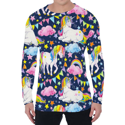 Unicorn Night Festival Pattern Print Men's Long Sleeve T-Shirt