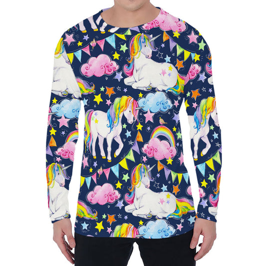 Unicorn Night Festival Pattern Print Men's Long Sleeve T-Shirt