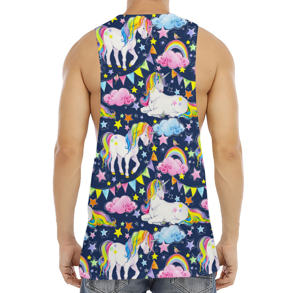 Unicorn Night Festival Pattern Print Men's Muscle Tank Top