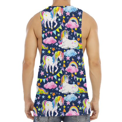 Unicorn Night Festival Pattern Print Men's Muscle Tank Top