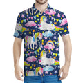 Unicorn Night Festival Pattern Print Men's Polo Shirt