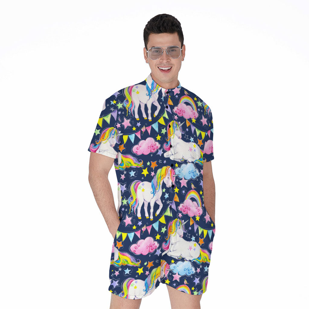 Unicorn Night Festival Pattern Print Men's Rompers