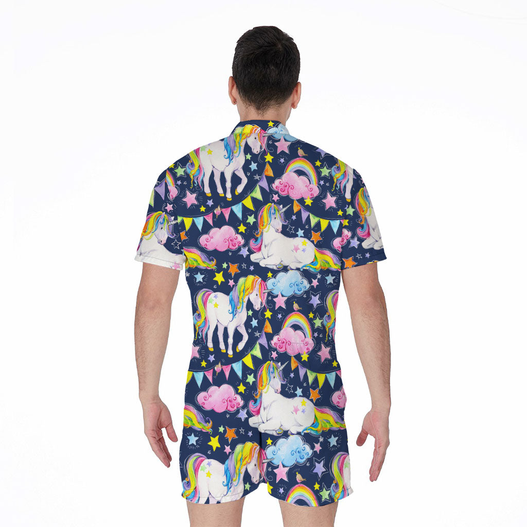 Unicorn Night Festival Pattern Print Men's Rompers