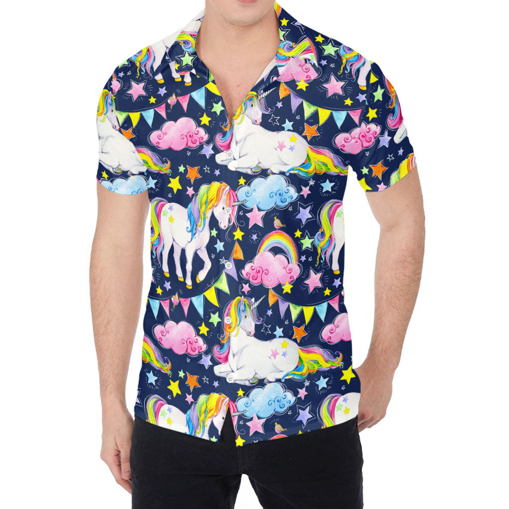 Unicorn Night Festival Pattern Print Men's Shirt