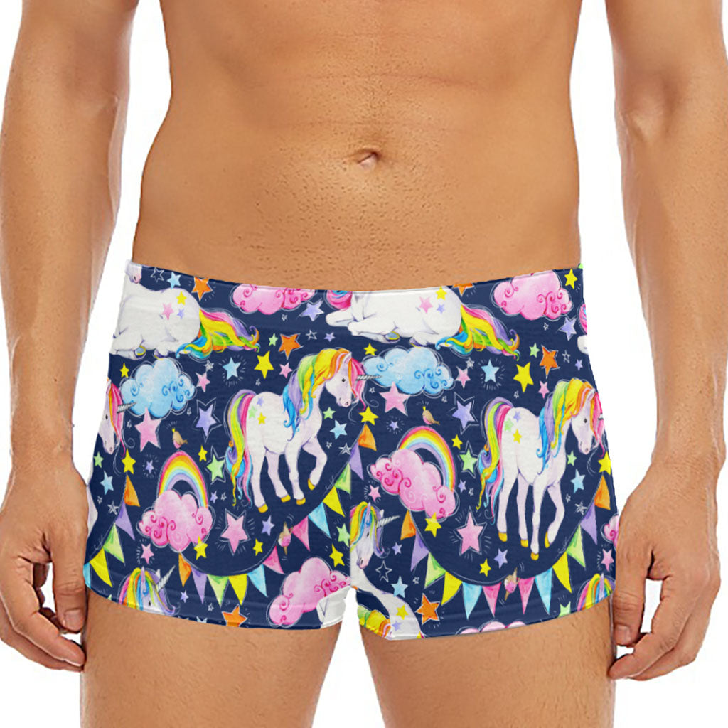 Unicorn Night Festival Pattern Print Men's Short Boxer Briefs