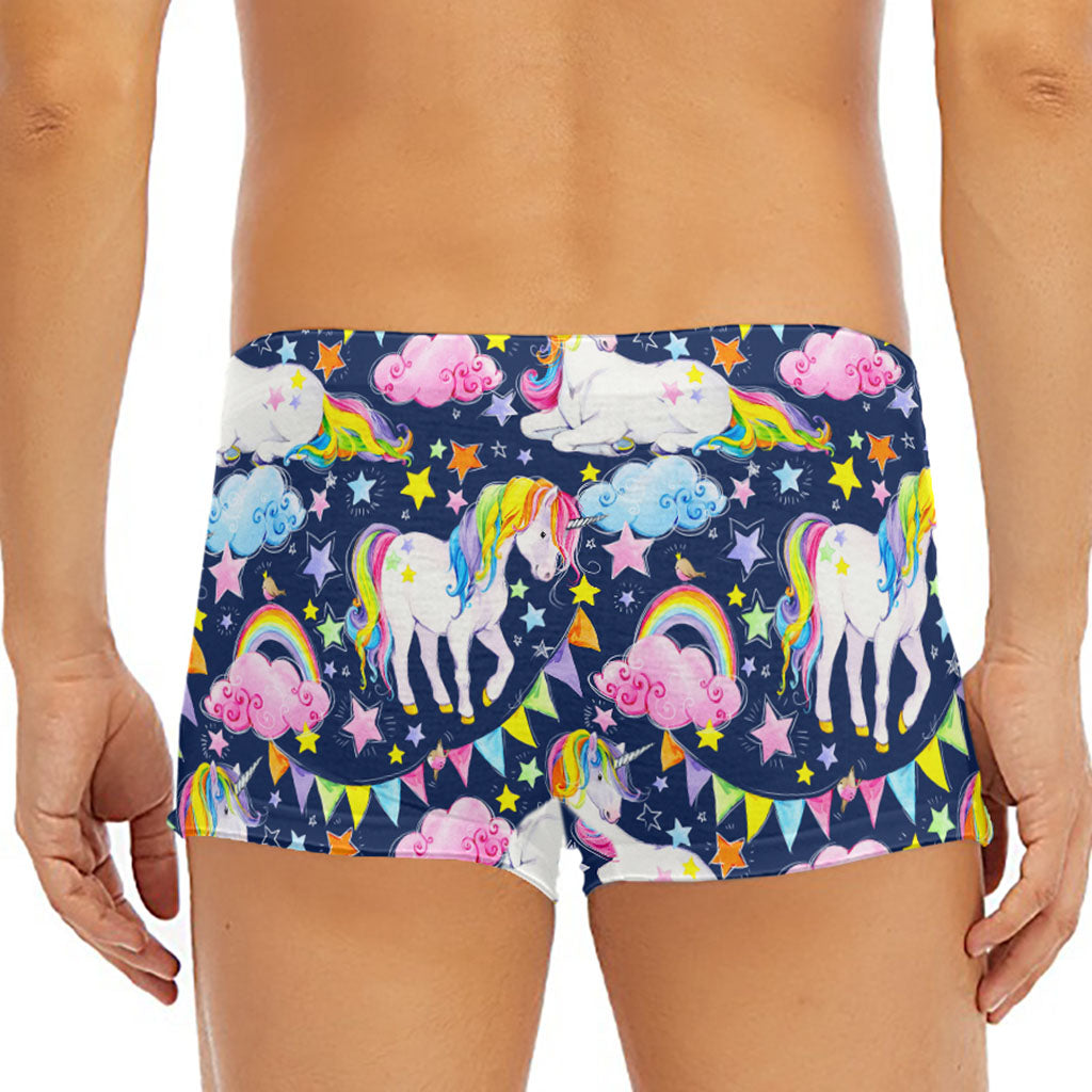 Unicorn Night Festival Pattern Print Men's Short Boxer Briefs