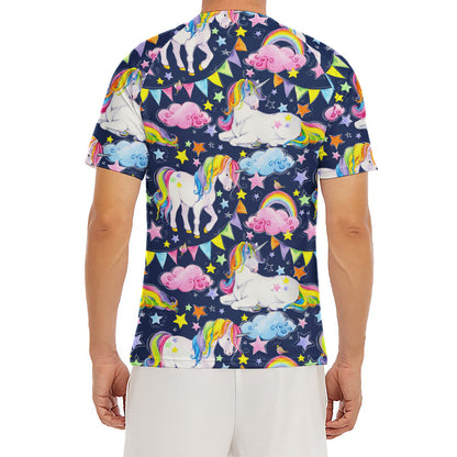 Unicorn Night Festival Pattern Print Men's Short Sleeve Rash Guard