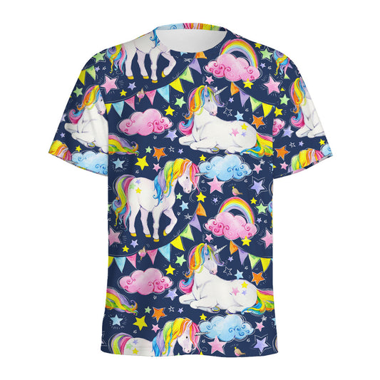 Unicorn Night Festival Pattern Print Men's Sports T-Shirt