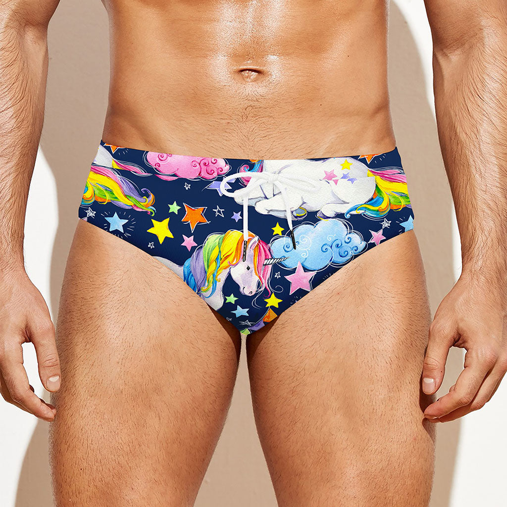 Unicorn Night Festival Pattern Print Men's Swim Briefs