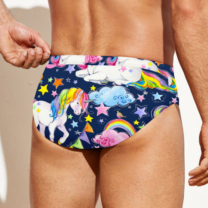Unicorn Night Festival Pattern Print Men's Swim Briefs