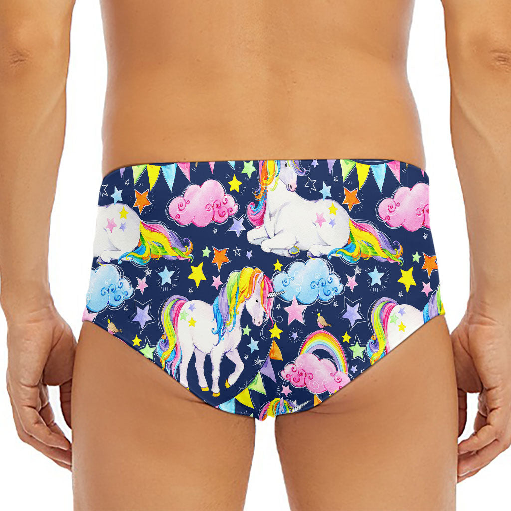 Unicorn Night Festival Pattern Print Men's Triangle Swim Briefs