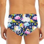 Unicorn Night Festival Pattern Print Men's Triangle Swim Briefs